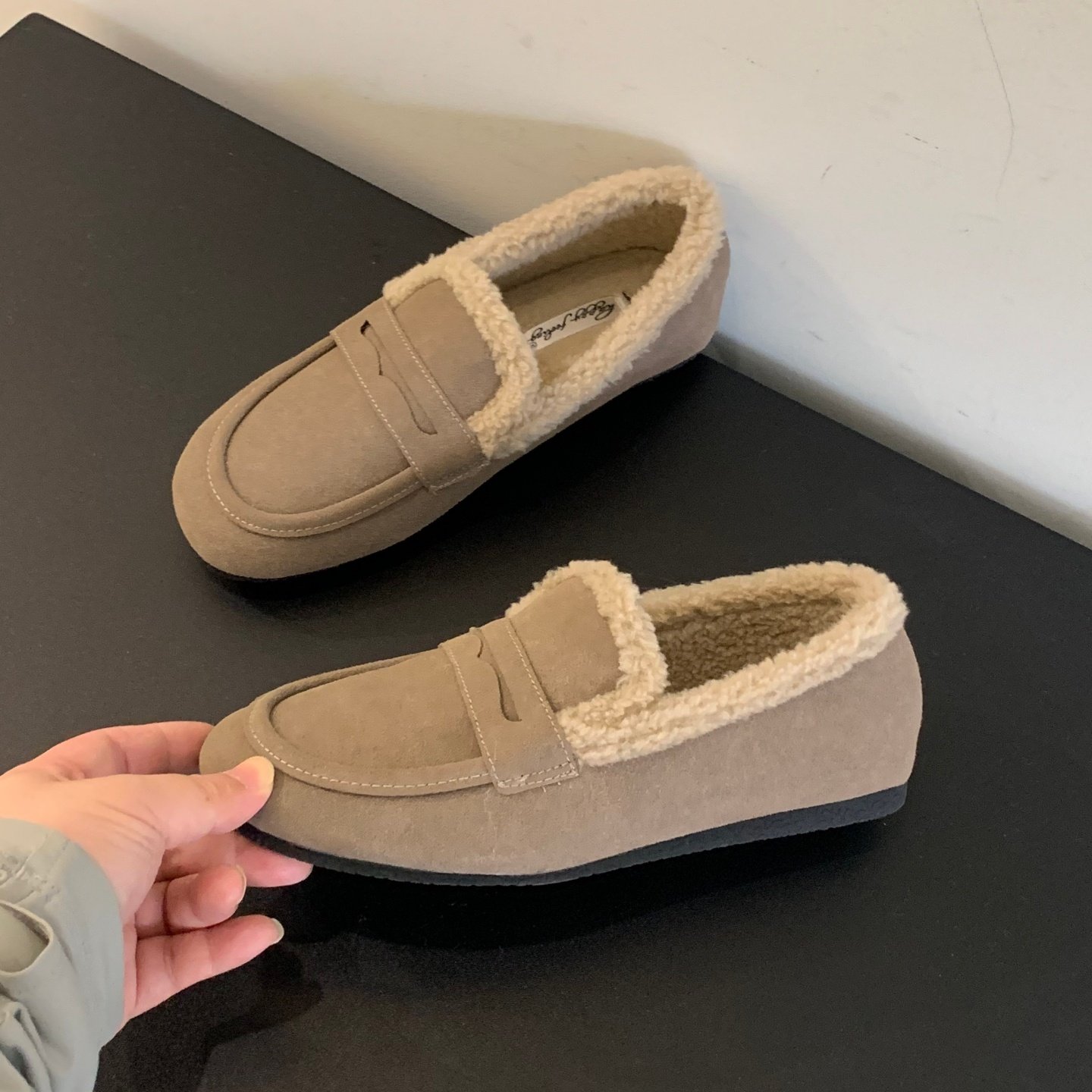 复古休闲平底真皮乐福鞋懒人一脚蹬保暖加绒豆豆鞋女秋冬勃肯棉鞋,淘宝优惠券,粉丝福利购,淘宝优惠卷