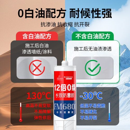 潜水艇防水防霉玻璃胶透明瓷白厨卫门窗马桶卫生间专用封边密封胶 - 图3