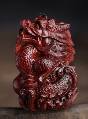 印度小叶紫檀祥龙挂件钥匙扣吊坠