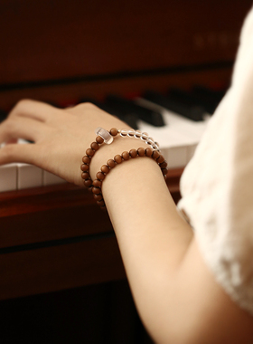 南木匠女老山檀白水晶玛瑙手串