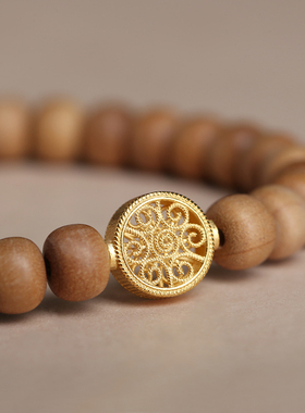 天然印度老山檀香手串佛珠女