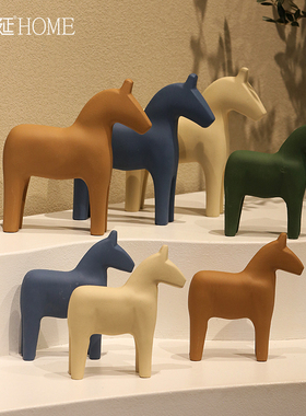 速发风文艺木马摆件创意家居客厅电视品间柜装饰柜房酒小摆设