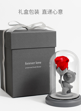 玫瑰永生花摆件礼盒求婚告白熊