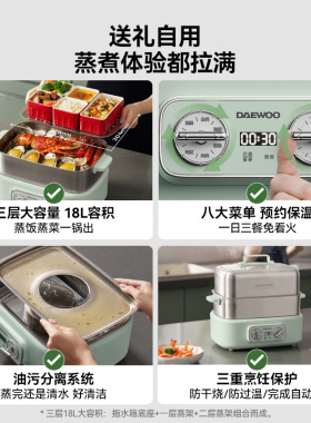 大宇全钢电蒸锅多功能家用一体锅