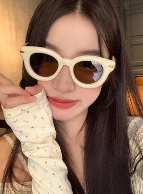 幂幂同款欧美厚框太阳镜潮流圆形外贸眼镜个性跨境大框米钉墨镜男