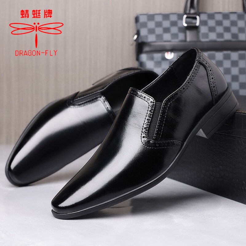 Dragonfly brand men's genuine leather breathable slip-on loafers