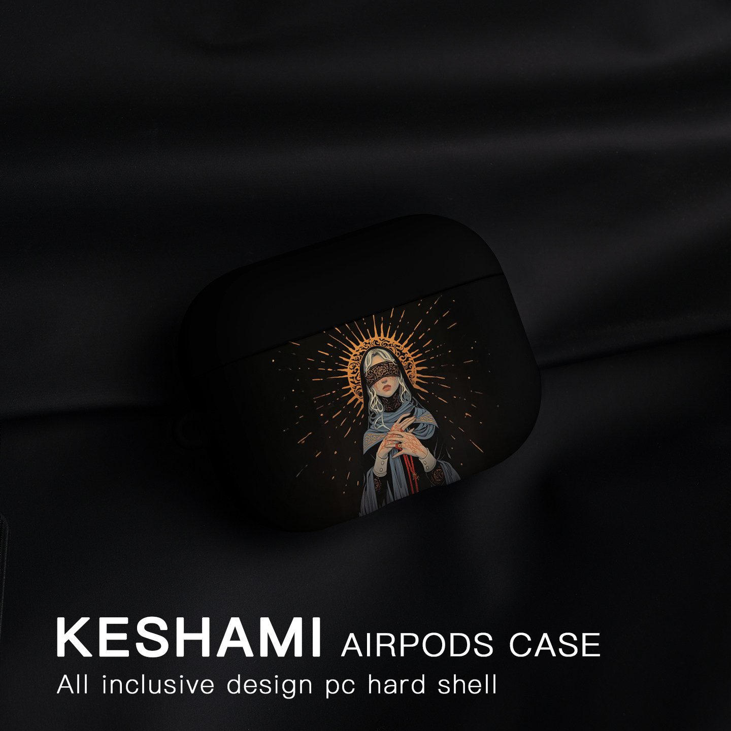 keshami 适用苹果AirpodsPro3/Pro2/Airpods4 全包磨砂耳机壳保护壳蒙眼圣母,淘宝优惠券,粉丝福利购,淘宝优惠卷