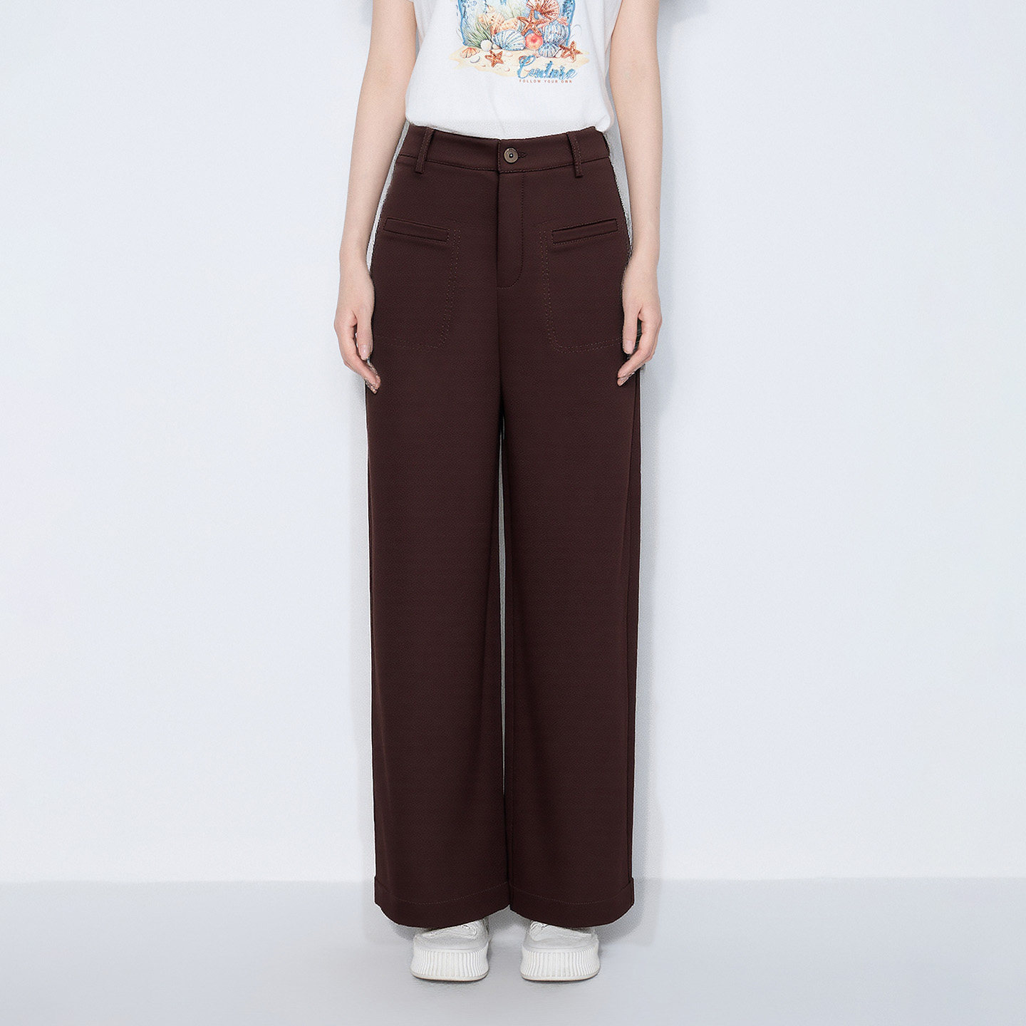 马天奴2025秋冬新款椰棕色高腰宽松直筒裤子长裤时尚百搭休闲女裤,淘宝优惠券,粉丝福利购,淘宝优惠卷