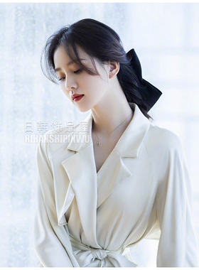 韩国饰品东大门发饰明星同款发夹弹簧夹黑色大蝴蝶结头饰后脑勺女