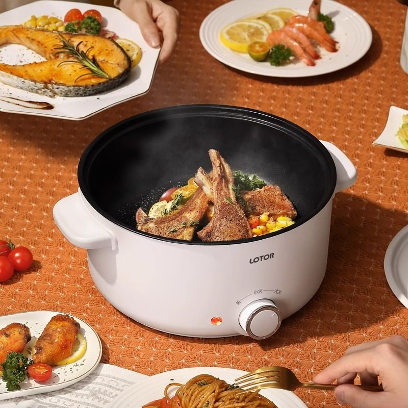 LOTOR小浣熊电煮锅多功能电锅炒菜蒸煮煎电炒锅火锅充电线电源线,淘宝优惠券,粉丝福利购,淘宝优惠卷