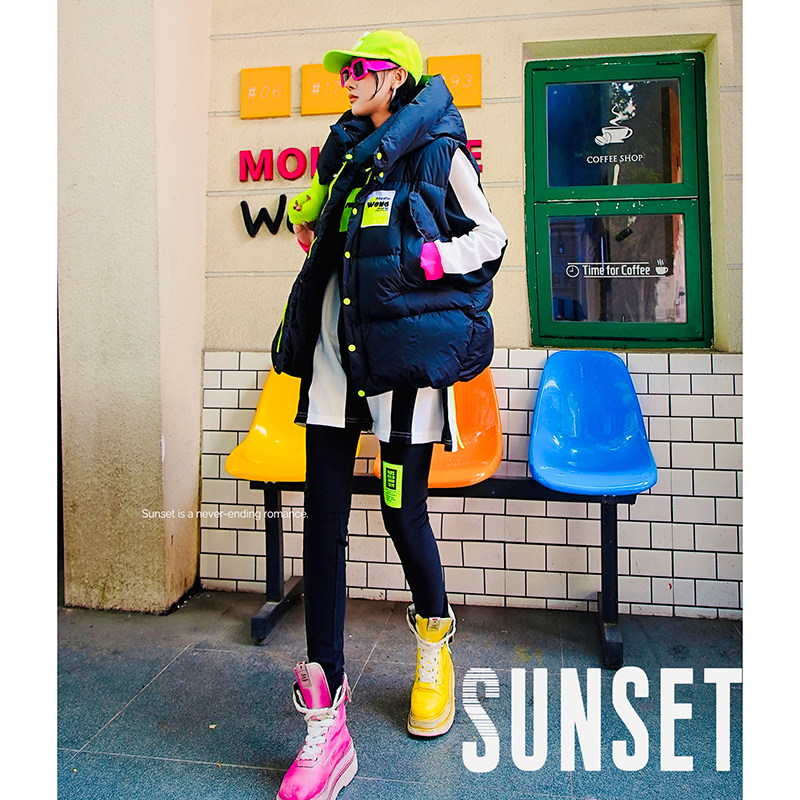 YHAY荧光绿彩色字母贴布休闲加绒打底裤冬新款百搭弹力运动小脚裤,淘宝优惠券,粉丝福利购,淘宝优惠卷