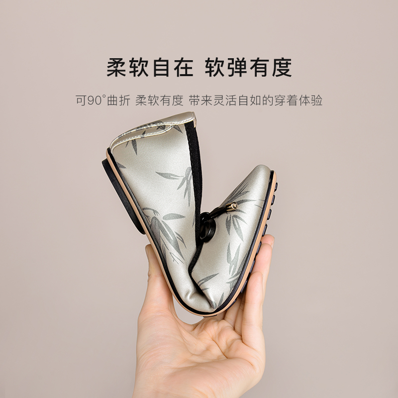 REEMOOR睿慕2024秋新品蝴蝶结软底浅口单鞋方头气质平底蛋卷鞋女
