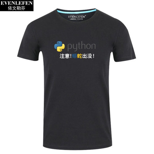人生苦短我用python短袖T恤男士程序员猿衣服编程IT码农半截袖衫 - 图1