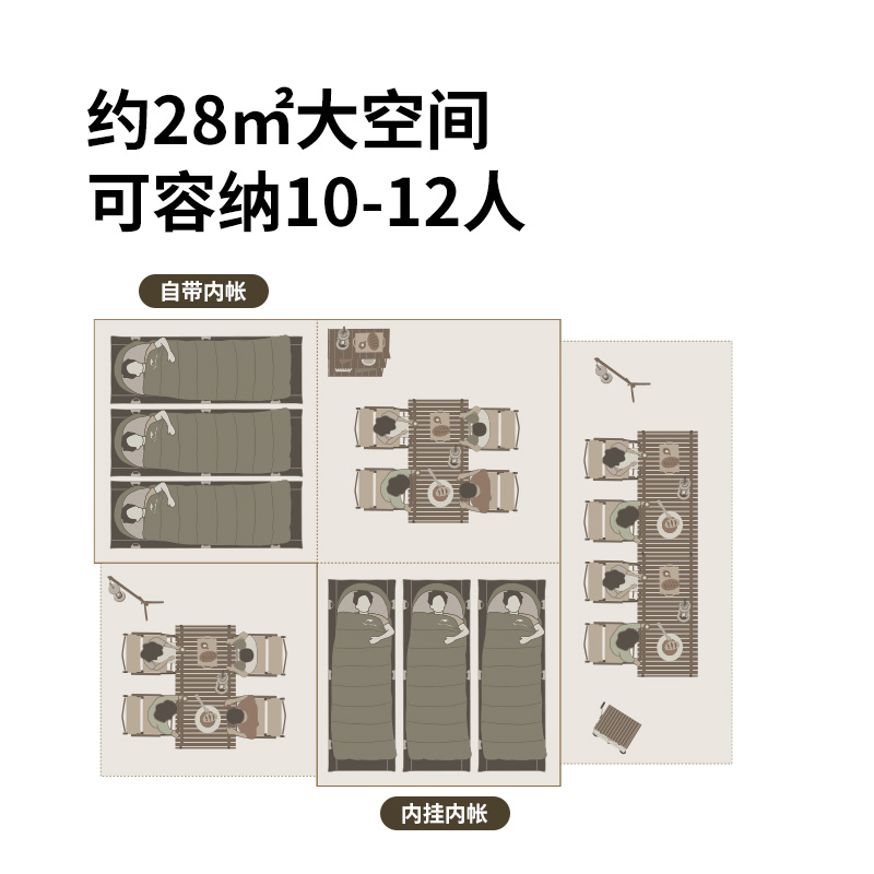 Naturehike挪客屋脊速开帐篷户外露营防雨防晒多人大空间三室两厅 - 图3