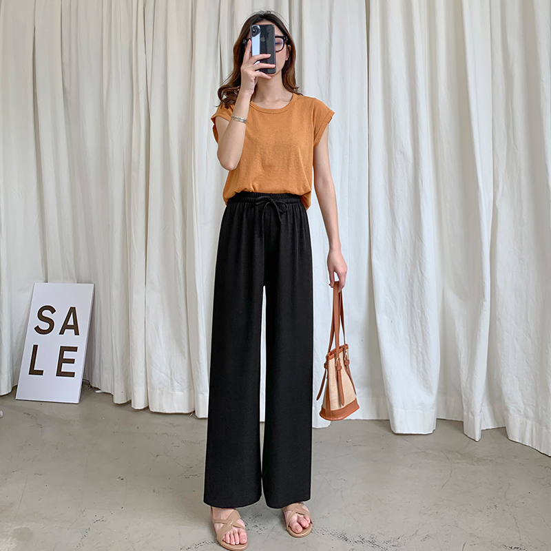 冰丝阔腿裤女夏装2020新款休闲裤子 罗塔依曼休闲裤