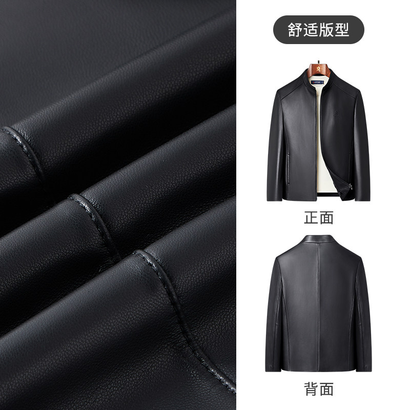 [臻选绵羊皮]梦特娇秋季男士商务真皮夹克立领皮衣外套挺括百搭J,淘宝优惠券,粉丝福利购,淘宝优惠卷