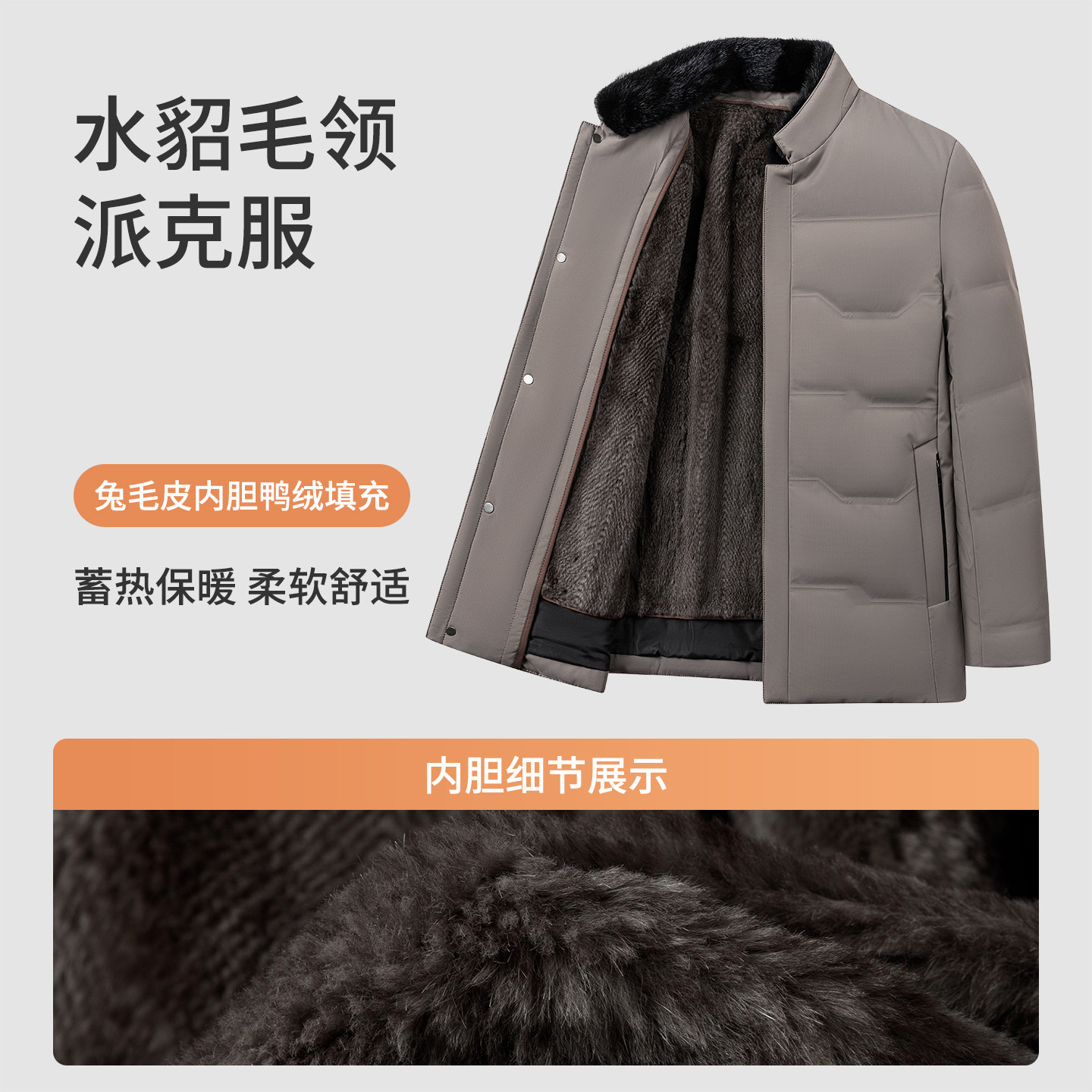 [水貂毛领/兔毛内胆]梦特娇男士羽绒尼克服冬季皮草保暖鸭绒外套J,淘宝优惠券,粉丝福利购,淘宝优惠卷