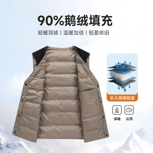 蓬松鹅绒-梦特娇男士冬季马甲羽绒服无袖内搭保暖御寒外套中年装Z - 图2