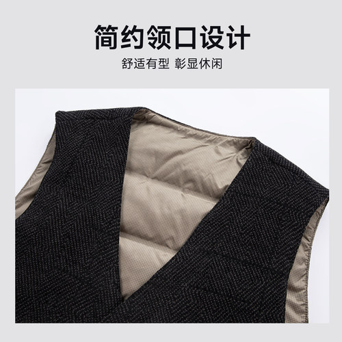 蓬松鹅绒-梦特娇男士冬季马甲羽绒服无袖内搭保暖御寒外套中年装Z - 图0