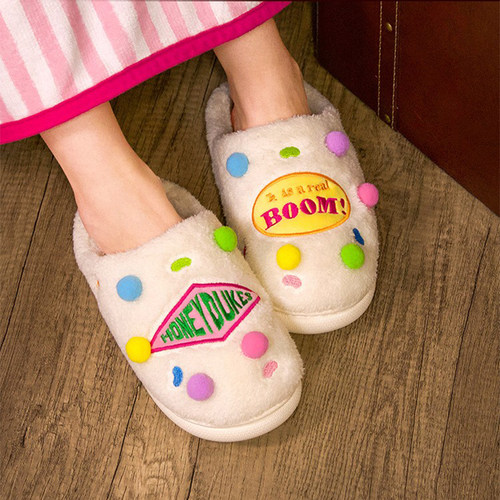 哈利波特比比多味豆毛毛拖鞋女款冬季保暖可爱加绒加厚毛绒ME正版 - 图0