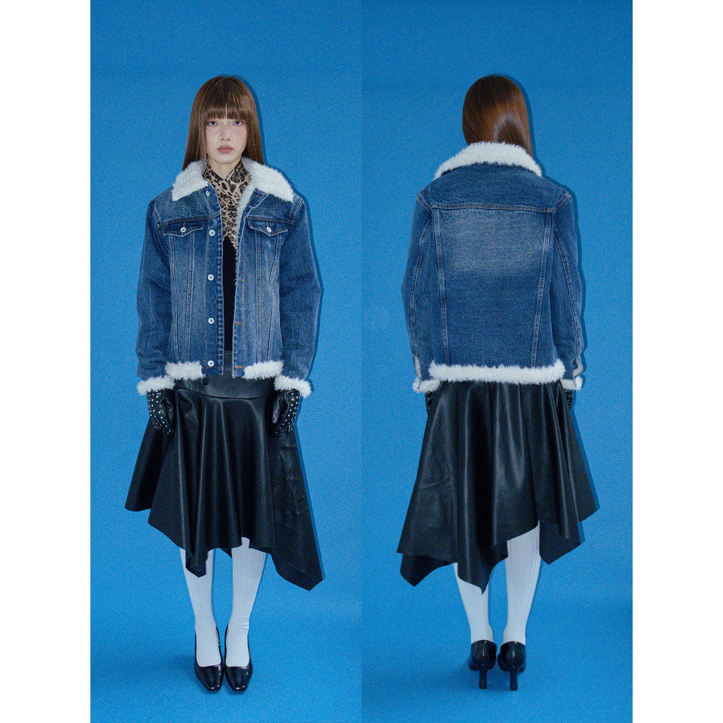 FUNKYFUN 秋冬复古洗水蓝羊羔绒翻领撞色加绒牛仔夹克外套,淘宝优惠券,粉丝福利购,淘宝优惠卷