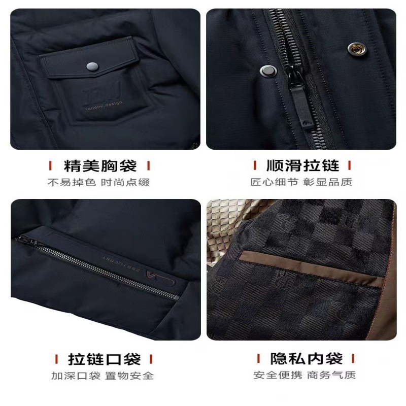 中年男士冬季棉衣爸爸冬装加绒加厚款桑蚕丝棉服男装休闲保暖外套