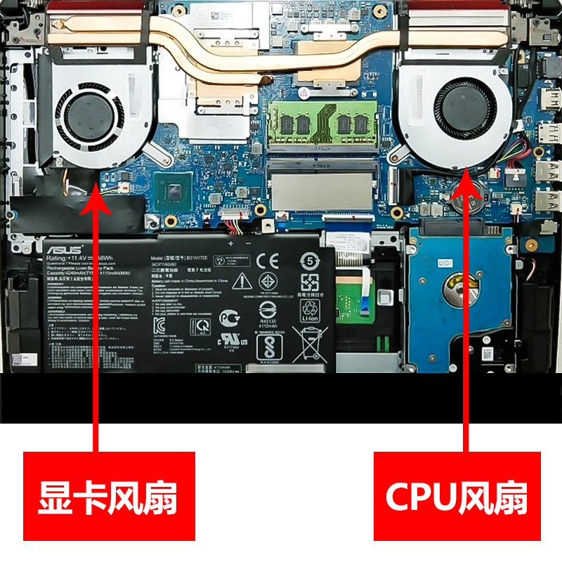 适用华硕飞行堡垒7 FX95DU风扇FX95G FX95GT9750 FX505散热风扇-图2