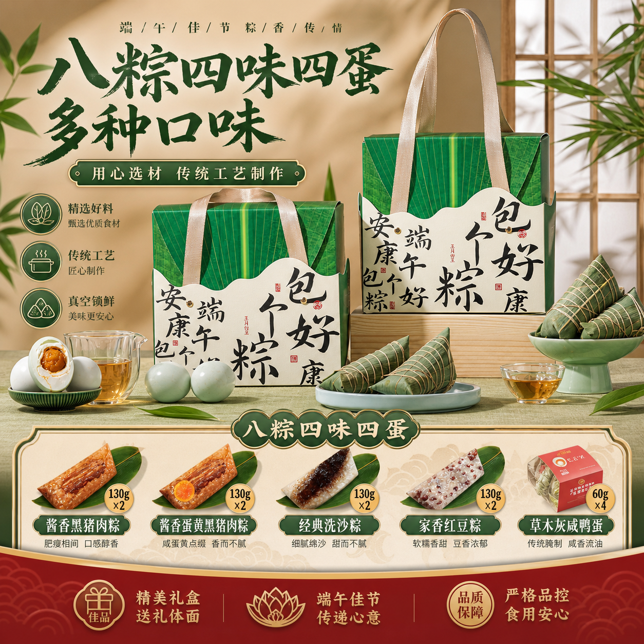 诸老大粽子礼盒装肉粽甜粽咸鸭蛋端午节企业团购定制员工送礼礼品