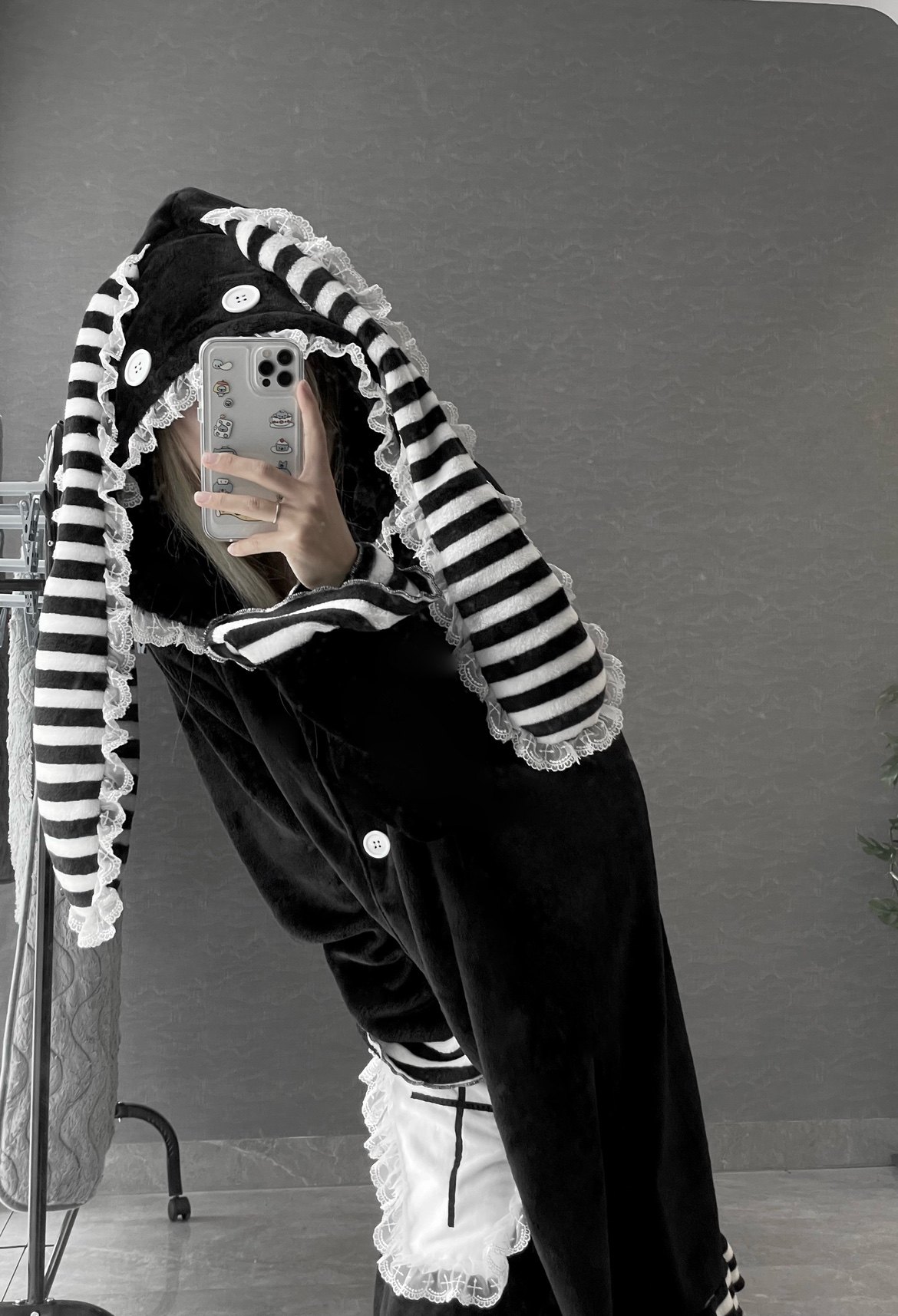 【制服派对】原创兔耳珊瑚绒冬季家居服亚文化法兰绒睡衣睡裙,淘宝优惠券,粉丝福利购,淘宝优惠卷