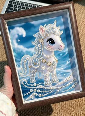 带装饰画画卡通diy贴画风手工十二生肖珍珠材料儿童小画钻石尺寸