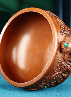 紫铜如意双福献宝聚宝盆摆件客厅玄关办公桌乔迁开业礼品