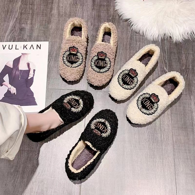 毛毛鞋女冬季加绒加厚豆豆鞋女2025新款网红平底棉鞋韩版妈妈鞋潮,淘宝优惠券,粉丝福利购,淘宝优惠卷