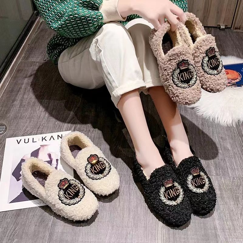 毛毛鞋女冬季加绒加厚豆豆鞋女2025新款网红平底棉鞋韩版妈妈鞋潮,淘宝优惠券,粉丝福利购,淘宝优惠卷