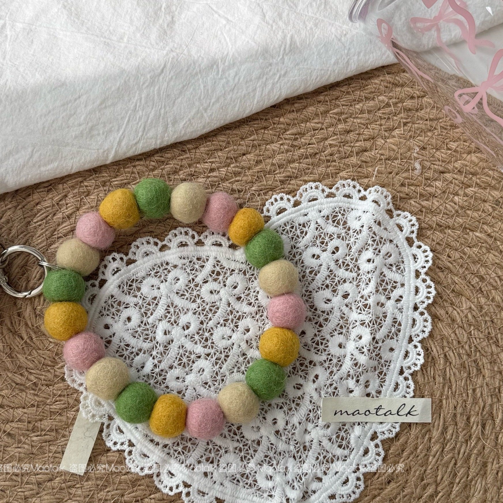 春天韩系羊毛毡彩色羊毛球手机链纯手工包包挂件手环尼泊尔钥匙扣,淘宝优惠券,粉丝福利购,淘宝优惠卷