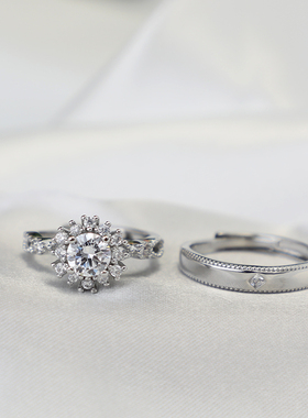 富贵花蕊1克拉仿真活口钻戒