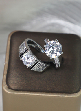 婚礼求婚超闪5克拉活口对戒