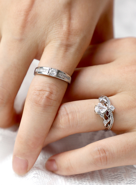 水滴形气质皇冠仿真对戒