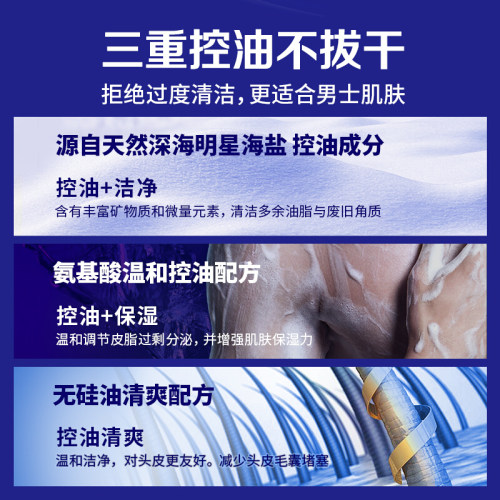 阿道夫控油保湿洗头膏蓬松止痒去屑洗发水沐浴露套装男专用洗面奶-图2