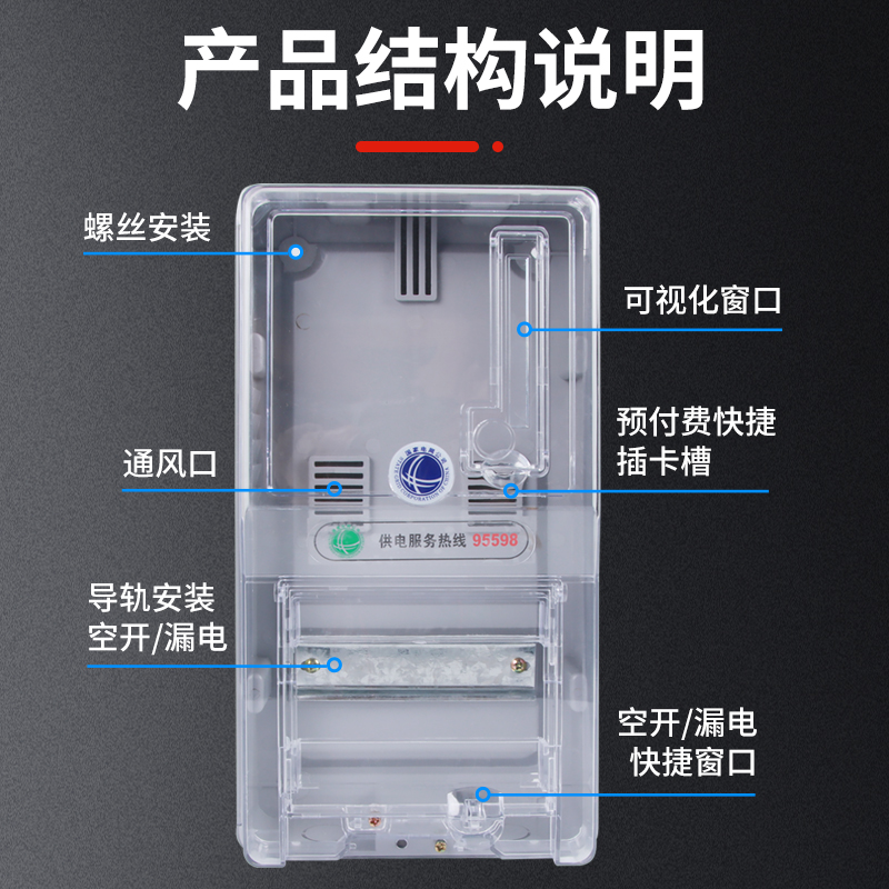 带锁电表箱 明装单相电表箱 SZDX-透明塑料配电箱户外 电表强电 - 图2