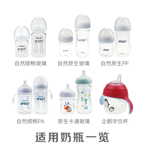 飞利浦新安怡原装奶瓶配件宽口径螺旋盖硅胶奶嘴PP盖帽PA玻璃瓶身 - 图1