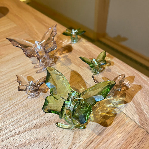 夏季透明蝴蝶抓夹高级感后脑勺发夹女小号发抓夹新款水晶发卡发饰 - 图3