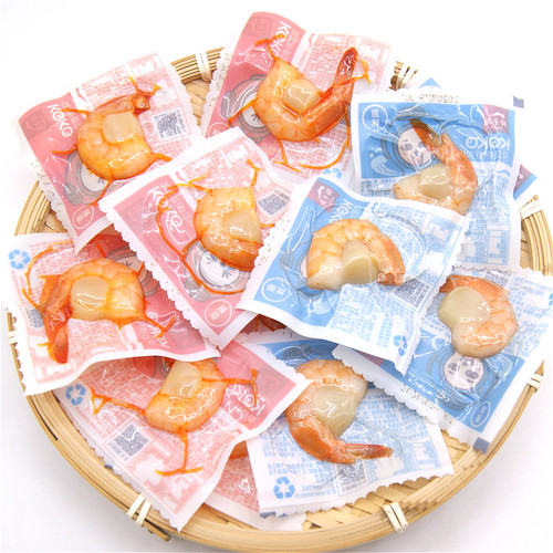 大连獐子岛虾夷全贝零食海鲜零食即食虾夷扇贝原味香辣味贝贝虾 - 图0