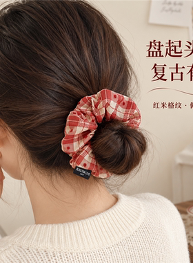 大号红色波点肥肠发绳女