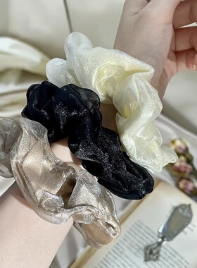 简约气质温柔浪漫风欧根纱大肠发圈女高级感头绳扎头发马尾发饰