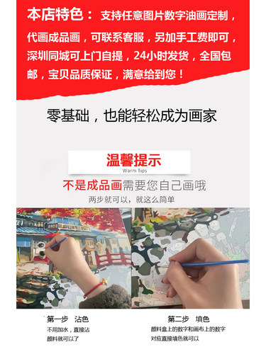 深圳发货全国包邮数字油画定制人物动漫宠物任意照片私人定制 - 图3