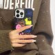 Korea's new ins fun and cute pet black mobile phone case suitable for iphone15promax matte 17pro niche anti-fall 12pro advanced 13promax protective case 16pro men and women
