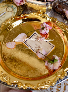 法式复古立体雕花金属首饰托盘