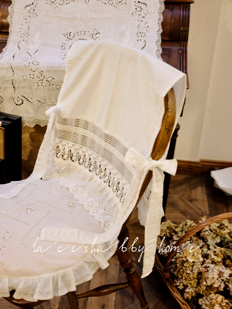 新款法式浪漫复古餐桌白色纯棉蕾丝蝴蝶结椅背套椅套椅罩,淘宝优惠券,粉丝福利购,淘宝优惠卷