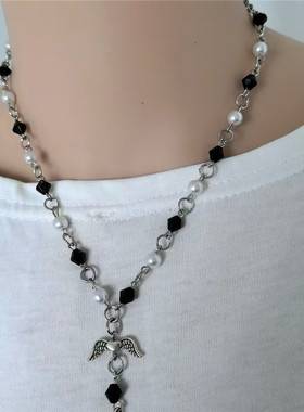 手作欧美潮流饰品朋克哥特个性蝴蝶结剪刀项链女合金吊坠