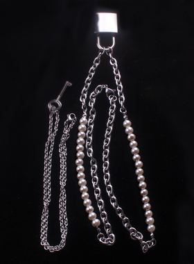 个性珍珠拼接项链情侣钥匙吊坠